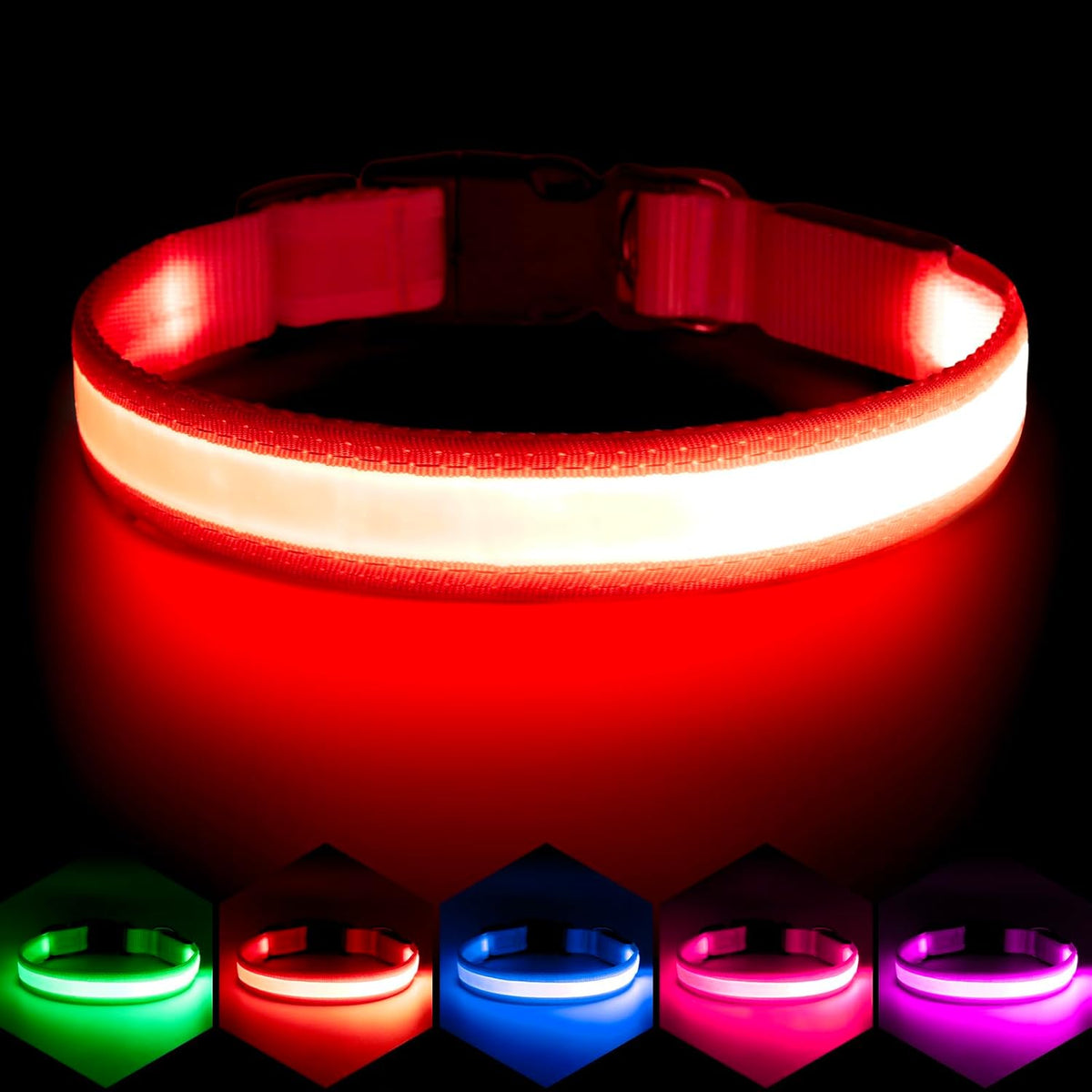 Illuminate Your Dog's Safety: Adjustable USB Rechargeable LED Glowing Collar - Super Bright & Stylish (Medium, Red)
