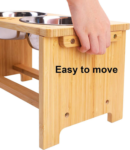 Elevated Dog Bowl Set with Stainless Steel Bowls - Adjustable Stand for All Dog Sizes