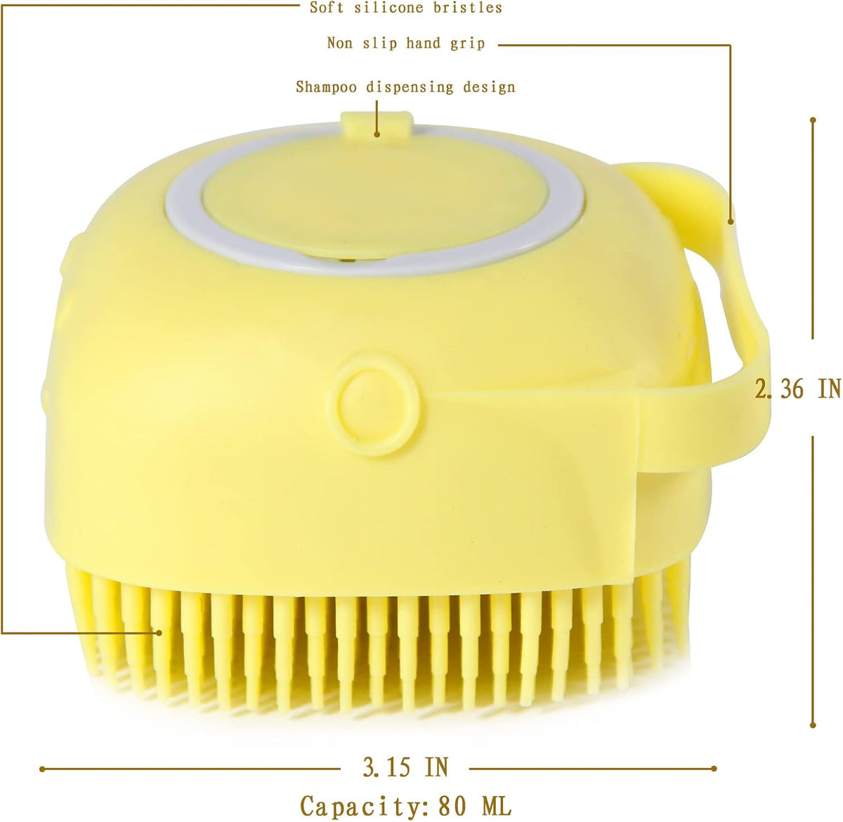 Revolutionary Yellow Pet Bath Brush with Built-in Shampoo Dispenser for Effortless Dog Grooming