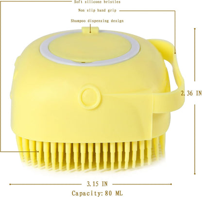 Revolutionary Yellow Pet Bath Brush with Built-in Shampoo Dispenser for Effortless Dog Grooming