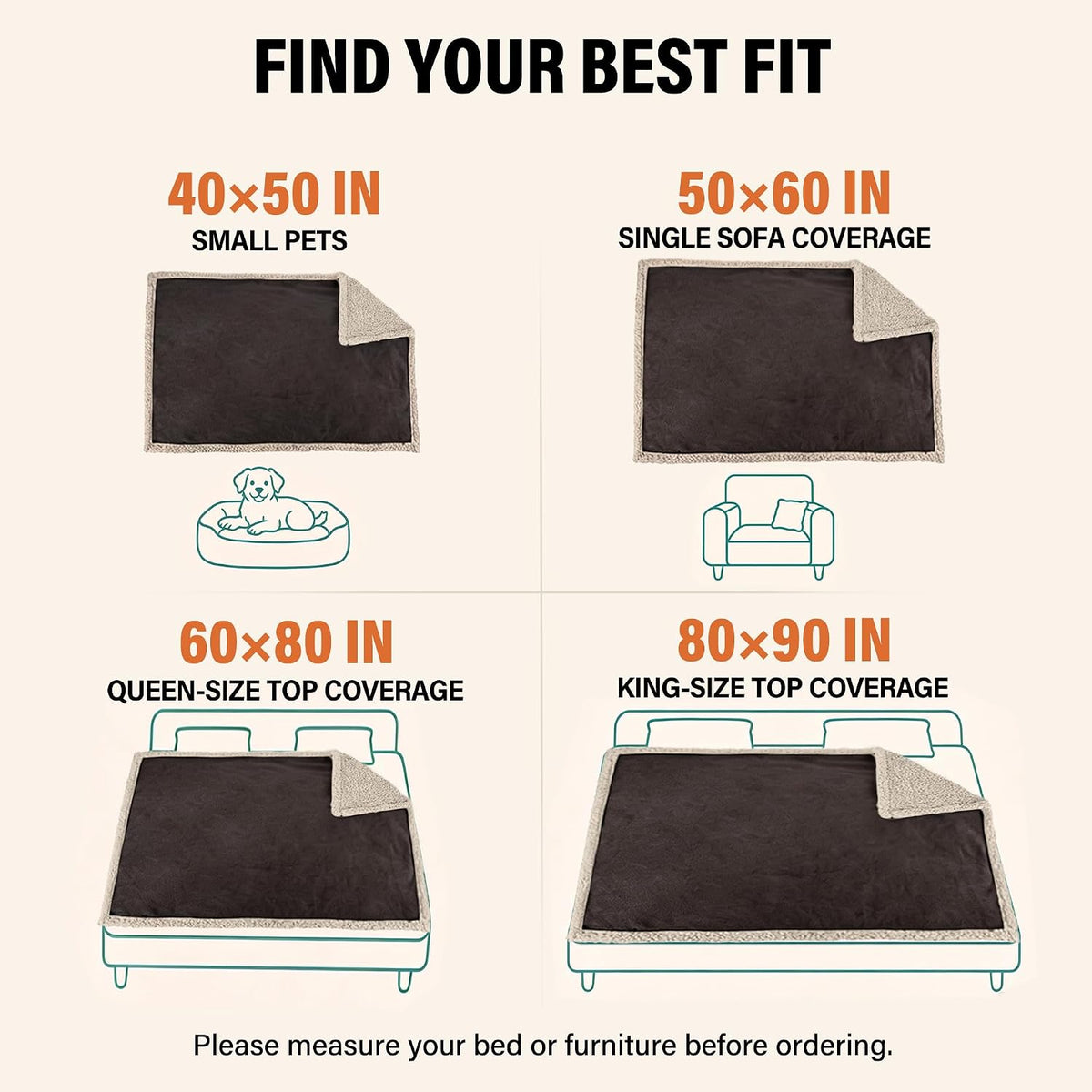 Reversible Waterproof Blanket for Bed – Leakproof Throw for Ultimate Protection