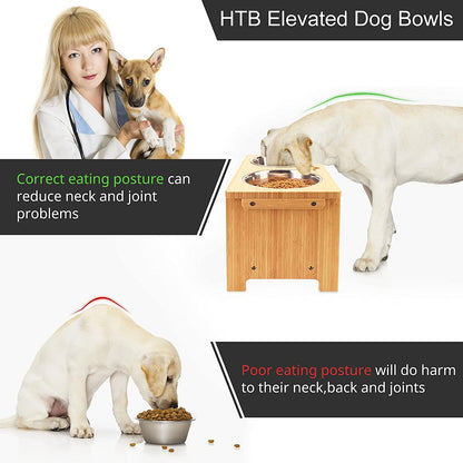 Elevated Dog Bowl Set with Stainless Steel Bowls - Adjustable Stand for All Dog Sizes