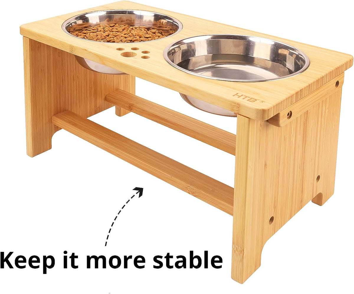 Elevated Dog Bowl Set with Stainless Steel Bowls - Adjustable Stand for All Dog Sizes